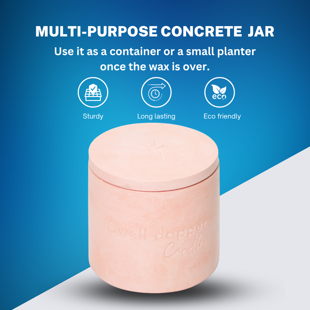 Soy wax candle in concrete jar (Pink)