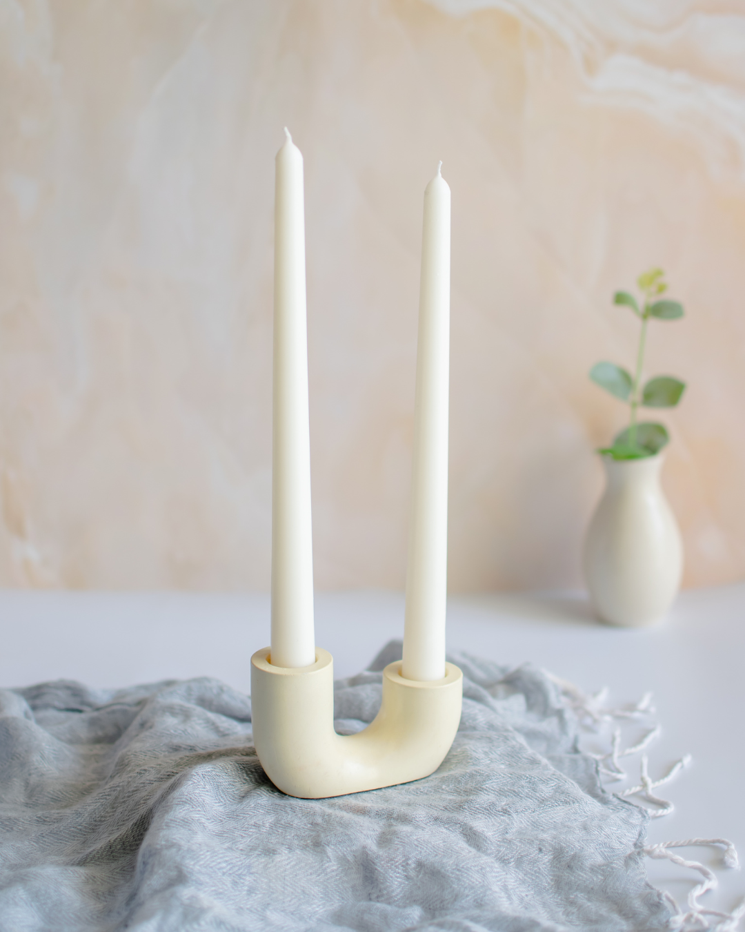 Dwell dapper Concrete Candle Holder with Scented (100% Soy Wax) Tapered Candle Included