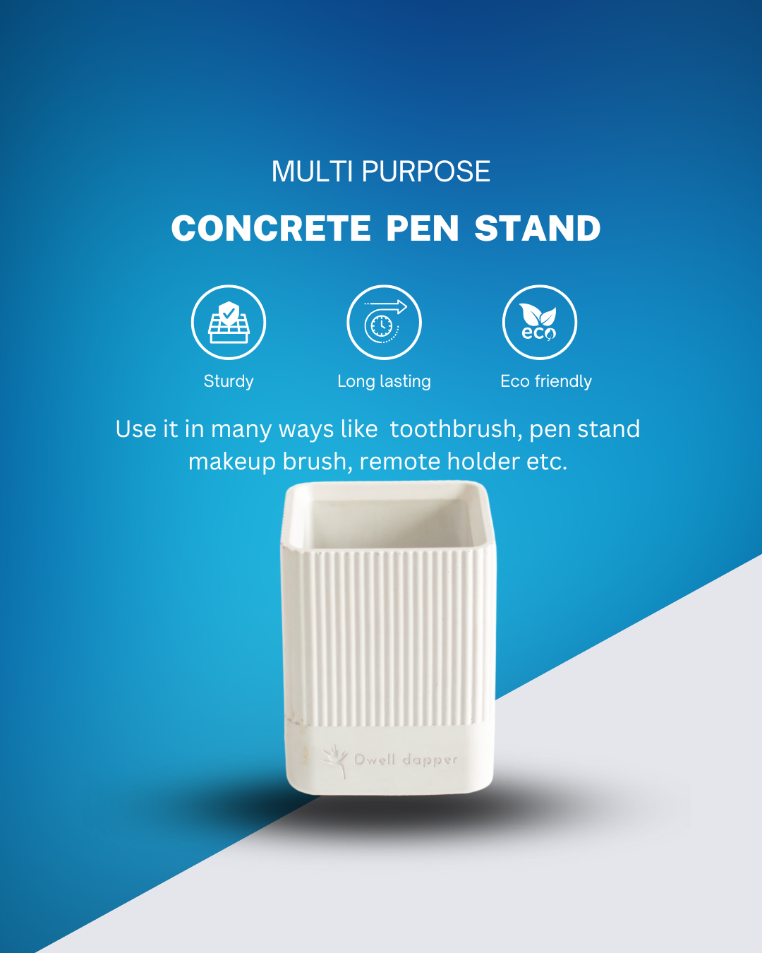 Concrete Pen holder rectangle shape (Grey)