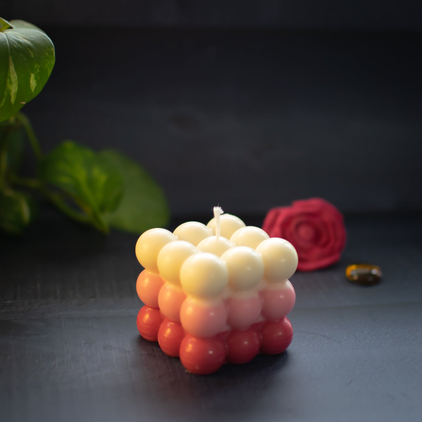 Soy wax tri-color bubble candle (Red, Pink & White)