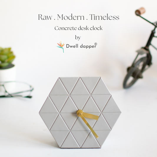 Concrete Hexagonal Desk clock (Grey)