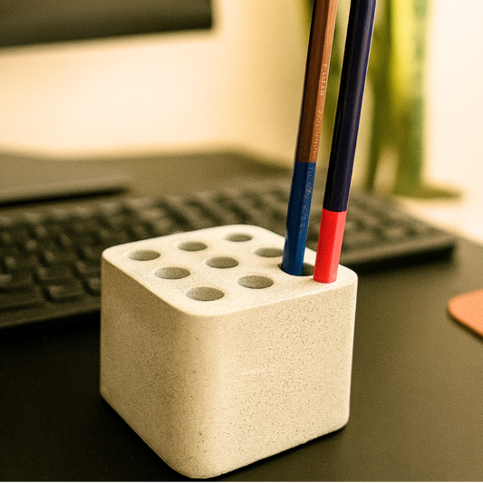 Concrete Cube Pen Holder (Grey)