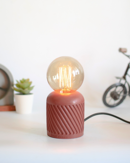 Concrete Table Lamp - Modern Minimalist Lighting (Maroon)