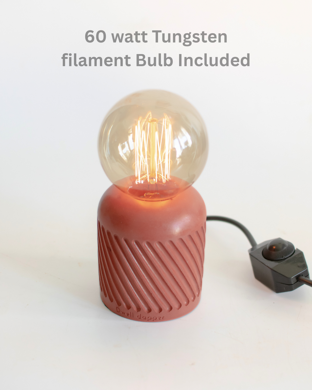 Concrete Table Lamp - Modern Minimalist Lighting (Maroon)