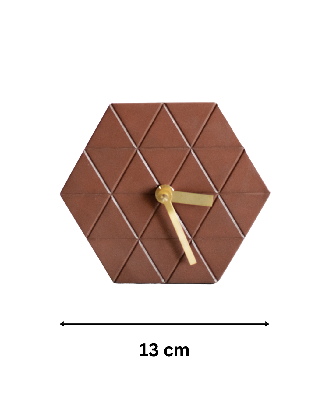 Concrete Hexagonal Desk clock (Brown)