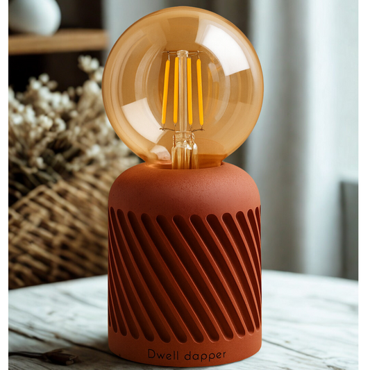 Concrete Table Lamp - Modern Minimalist Lighting (Maroon)